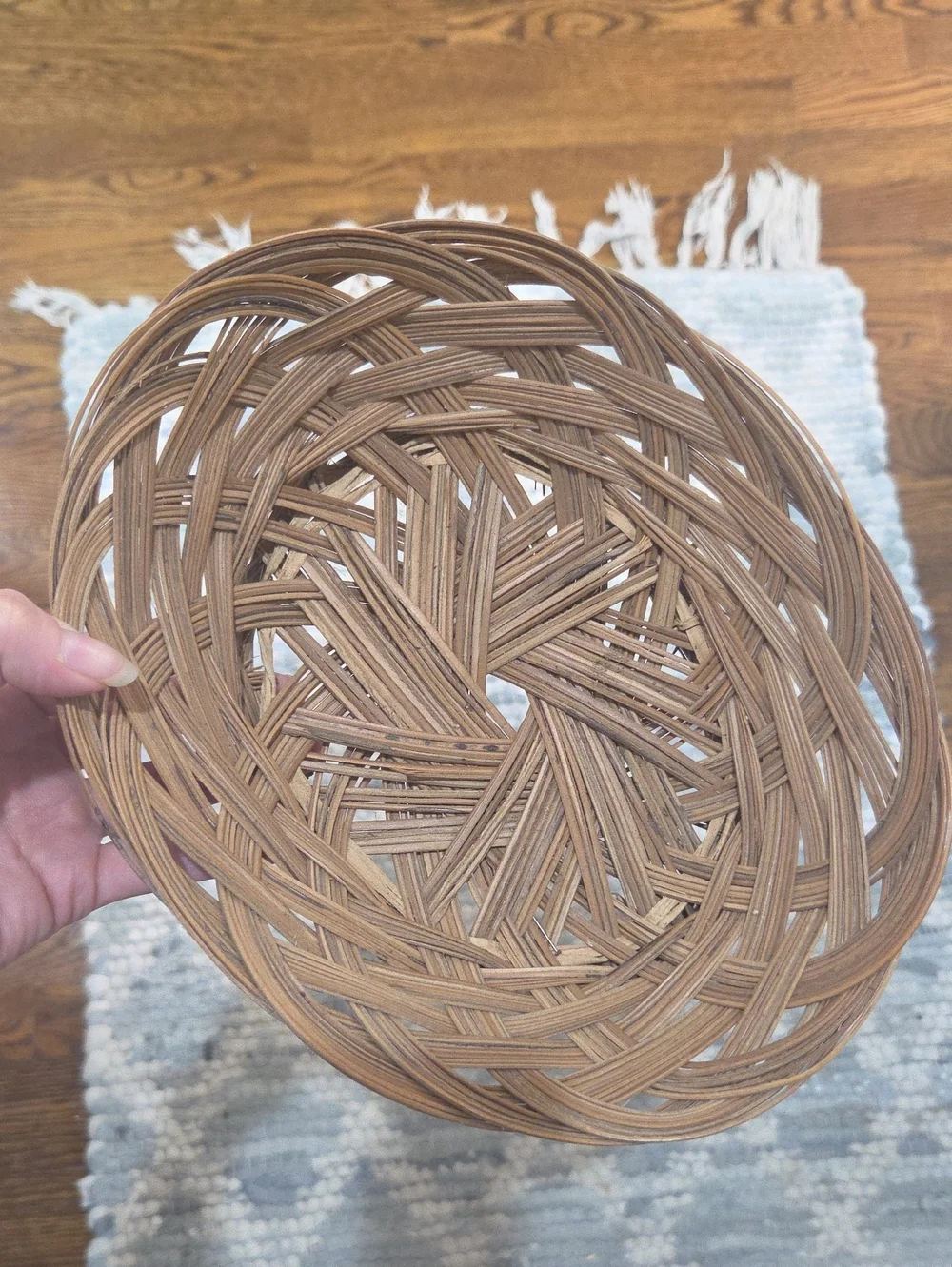 Handwoven Brown Wicker Decorative Tray - Natural Home Accent